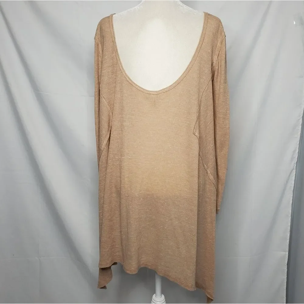 FREE PEOPLE oversized shirt cream the‎ incredible tee long sleeve thermal top XS